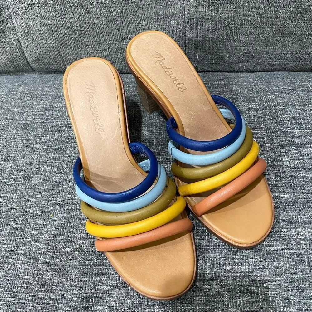 MadeWell Addie High Heel Mule Rainbow Sandals Women Size 6.5
